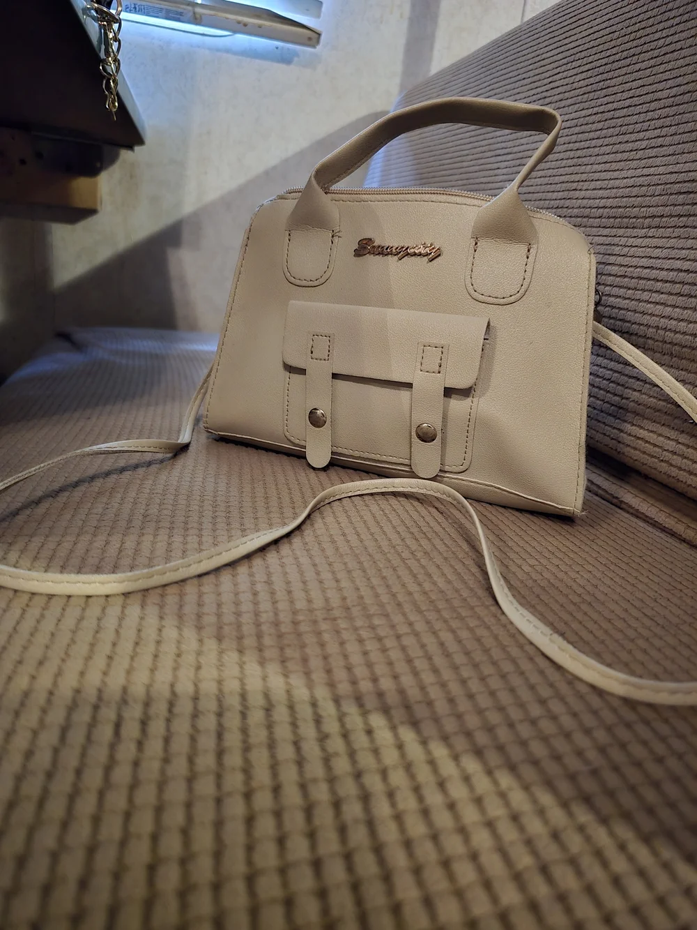 Cream Crossbody Satchel - Women's Handbag
